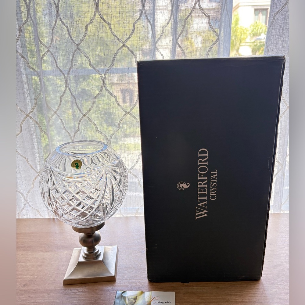 🏡Waterford Cut Crystal Hurricane Candle Holder in Original Box - Picture 4 of 13